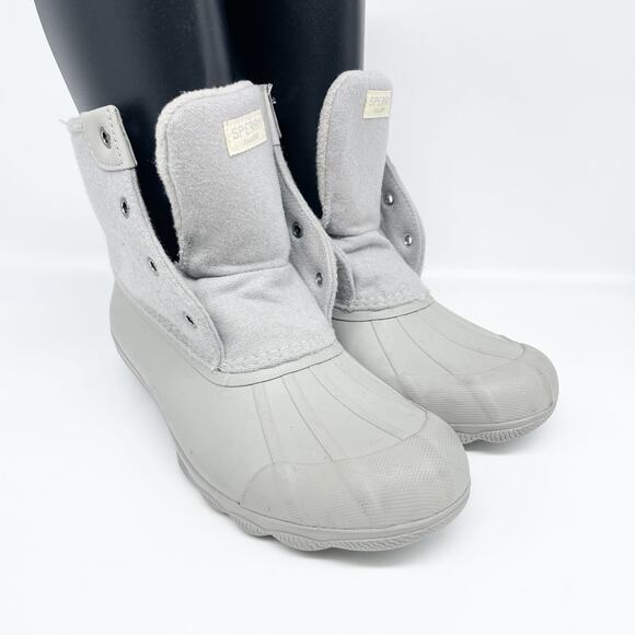 Sperry Women's Saltwater Wool Duck Boots Gray Size 8 - Picture 1 of 12